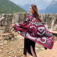New Outdoor Travel Floral Cloak Shawls sku image 3