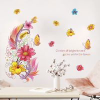 New Cartoon Color Feather Flowers Children's Wall Stickers main image 1