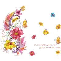 New Cartoon Color Feather Flowers Children's Wall Stickers main image 6