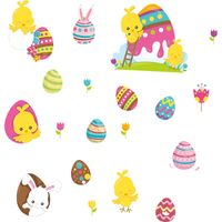 Cartoon Fashion Style Easter Egg Bunny Little Yellow Wall Sticker main image 6
