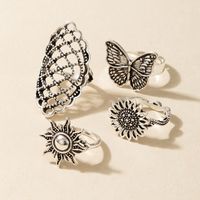 Simple Fashion Butterfly Geometric Retro Ring Set main image 7