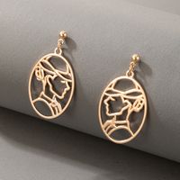 Boucles D&#39;oreilles Creuses Mode Visage Abstrait sku image 1