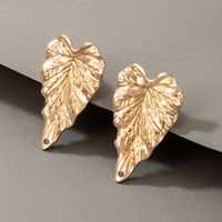 New Exaggerated Golden Leaf Earrings sku image 1
