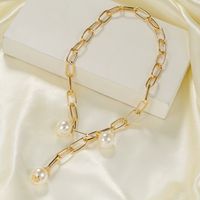 Fashion Thick Chain Rectangular Pearl Necklace main image 3