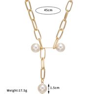 Fashion Thick Chain Rectangular Pearl Necklace main image 6