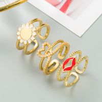 Fashion Double-row Heart-shaped Flower Ring main image 2