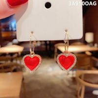Korea Heart-shape Alloy Rhinestone Earrings Wholesale main image 3