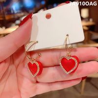 Korea Heart-shape Alloy Rhinestone Earrings Wholesale main image 4