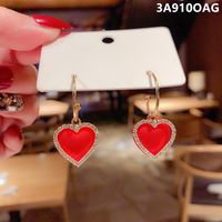 Korea Heart-shape Alloy Rhinestone Earrings Wholesale main image 5
