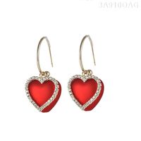 Korea Heart-shape Alloy Rhinestone Earrings Wholesale main image 6