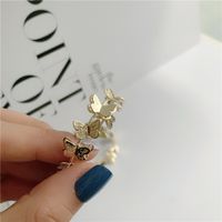 Korean C-shaped Three-dimensional Golden Butterfly Earrings main image 6