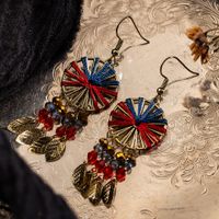 Retro Hand-woven Colorful Cotton Tassel Earrings main image 5