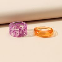 Korean Solid Color Acrylic 2-piece Ring main image 4