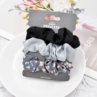 Fashion Solid Color Printing Hair Scrunchies Set main image 4
