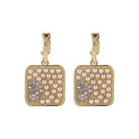 Fashion Metal Rhombus Square Pearl Earrings main image 6