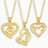Fashion Mama Letters Heart-shape Copper Zircon Necklace main image 1