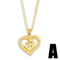 Fashion Mama Letters Heart-shape Copper Zircon Necklace main image 3