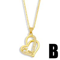 Fashion Mama Letters Heart-shape Copper Zircon Necklace main image 4