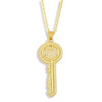 Fashion Key Copper Zircon Necklace Wholesale main image 3