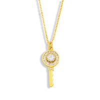 Fashion Key Copper Zircon Necklace Wholesale main image 4