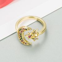 Fashion Star Moon Micro-inlaid Zircon Opening Ring sku image 1