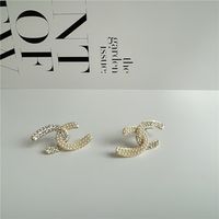Fashion Micro-inlaid Zircon Pearl Earrings sku image 1