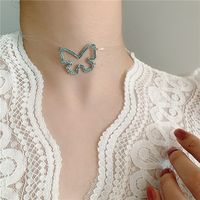 Invisible Fishing Line Full Diamond Butterfly Necklace sku image 1