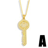 Fashion Key Copper Zircon Necklace Wholesale sku image 1