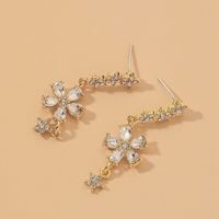 Korean Rhinestone Flower Star Long Tassel Earrings sku image 1