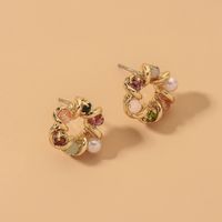 Fashion Pearl Flower Circle Earrings sku image 3