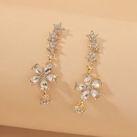 Korean Rhinestone Flower Star Long Tassel Earrings main image 1