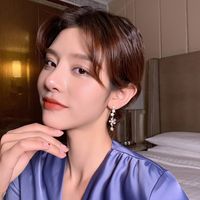 Korean Rhinestone Flower Star Long Tassel Earrings main image 3