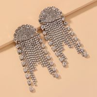 Boucles D&#39;oreilles Longues Pompon Strass main image 1