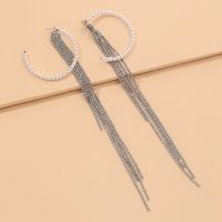 Fashion Pearls Circle Rhinestones Long Earrings main image 1