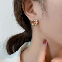 Fashion Pearl Flower Circle Earrings main image 4