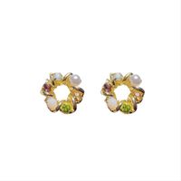 Fashion Pearl Flower Circle Earrings main image 6