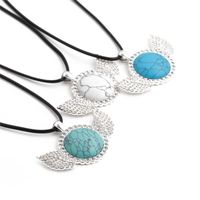 Fashion Diamond Turquoise Stainless Steel Wings Necklace main image 1