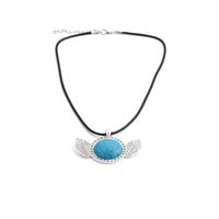 Fashion Diamond Turquoise Stainless Steel Wings Necklace main image 3
