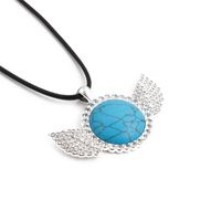Fashion Diamond Turquoise Stainless Steel Wings Necklace main image 4