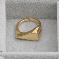 Fashion Golden Heart-shape Opening Copper Ring Wholesale main image 4