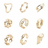 Fashion Golden Heart-shape Opening Copper Ring Wholesale main image 5