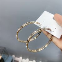 Fashion Diamond-studded Golden Big Circle Earrings main image 4