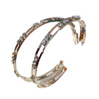 Fashion Diamond-studded Golden Big Circle Earrings main image 3
