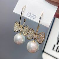 Korean Bowknot Pearl Earrings main image 5