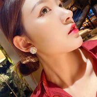 Korean Sun Flower Rhinestone Alloy Earrings Wholesale main image 5