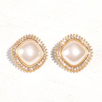 Korea Square Pearl Diamond Earrings Wholesale main image 5