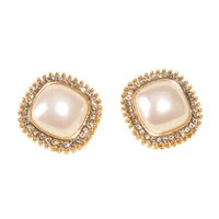 Korea Square Pearl Diamond Earrings Wholesale main image 6