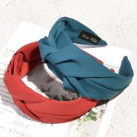 Retro Solid Color Knotted Fabric Headband main image 6