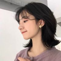 Korea Gold Diamond Patternheart-shape Earrings main image 4