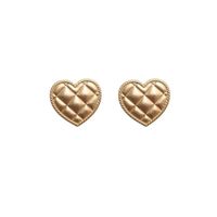 Korea Gold Diamond Patternheart-shape Earrings main image 6